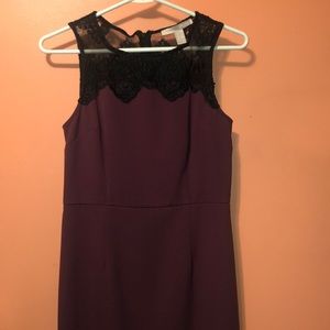 Maroon Dress with Black Lace shoulders